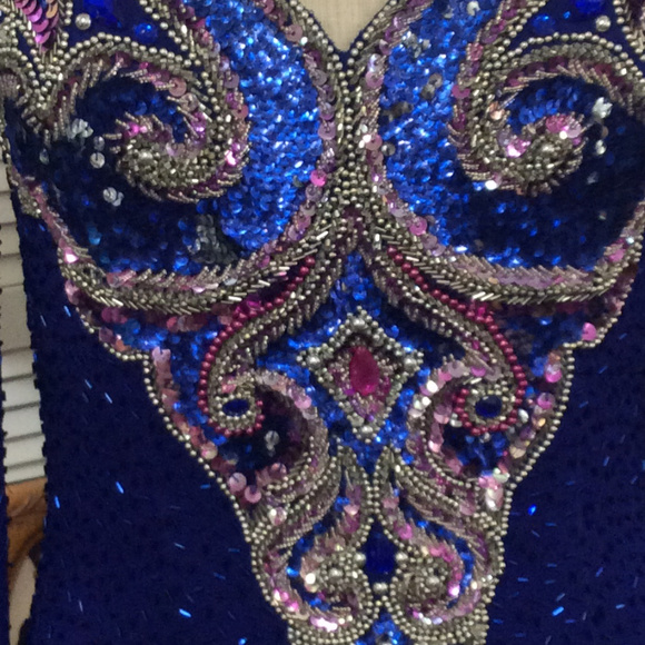 SOLD ... Glitzy Silk Sequin Pageant Evening Gown - Picture 6 of 8